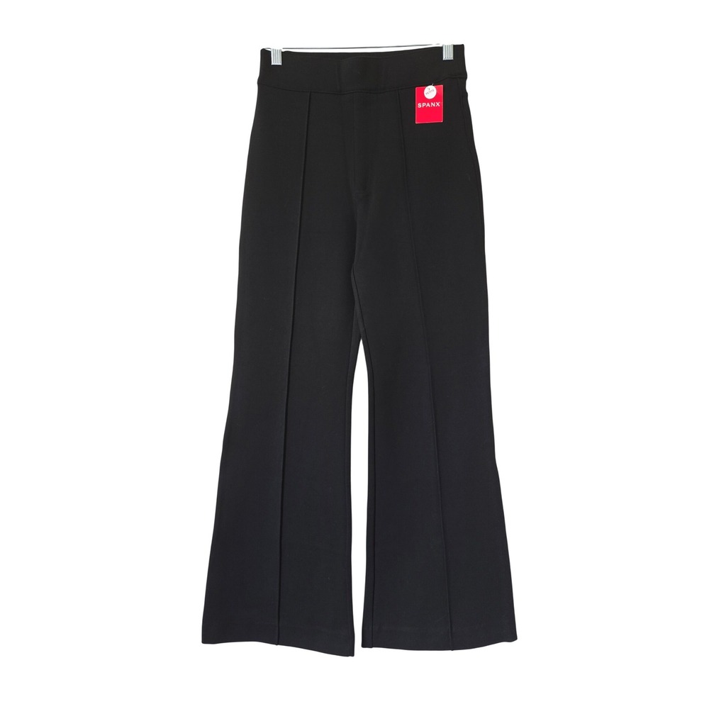 NWT Spanx S Perfect Pants Hi-Rise Flare Womens Black Ponte Shaping Trousers